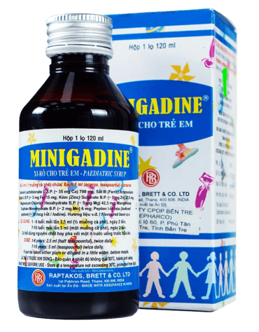 Siro cho trẻ em Minigadine Raptakos Brett phòng ngừa thiếu vi chất, biếng ăn (120ml)